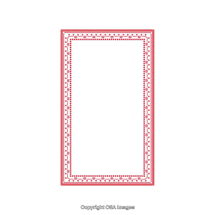 Ornate Red and White Patterned Border Design Isolated on a White Background