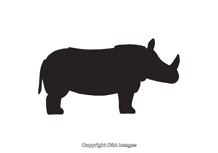 Silhouette of Rhinoceros Icon on Simple White Background Design