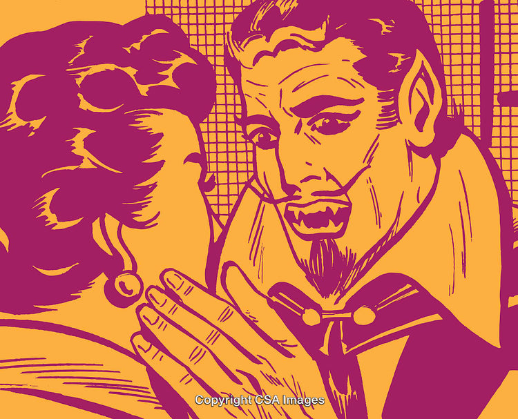Pop Art Style Illustration of a Dramatic Conversation Between Two Individuals