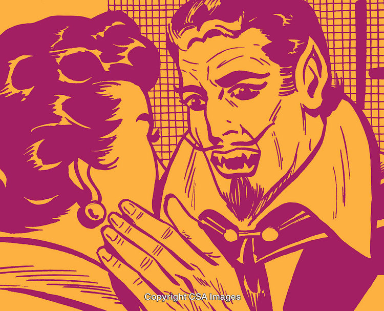 Pop Art Style Illustration of a Dramatic Conversation Between Two Individuals