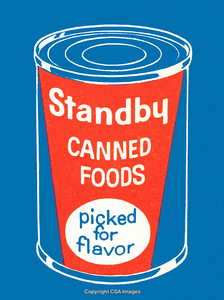 Vintage Design of a Canned Food Label in Blue and Red Tones