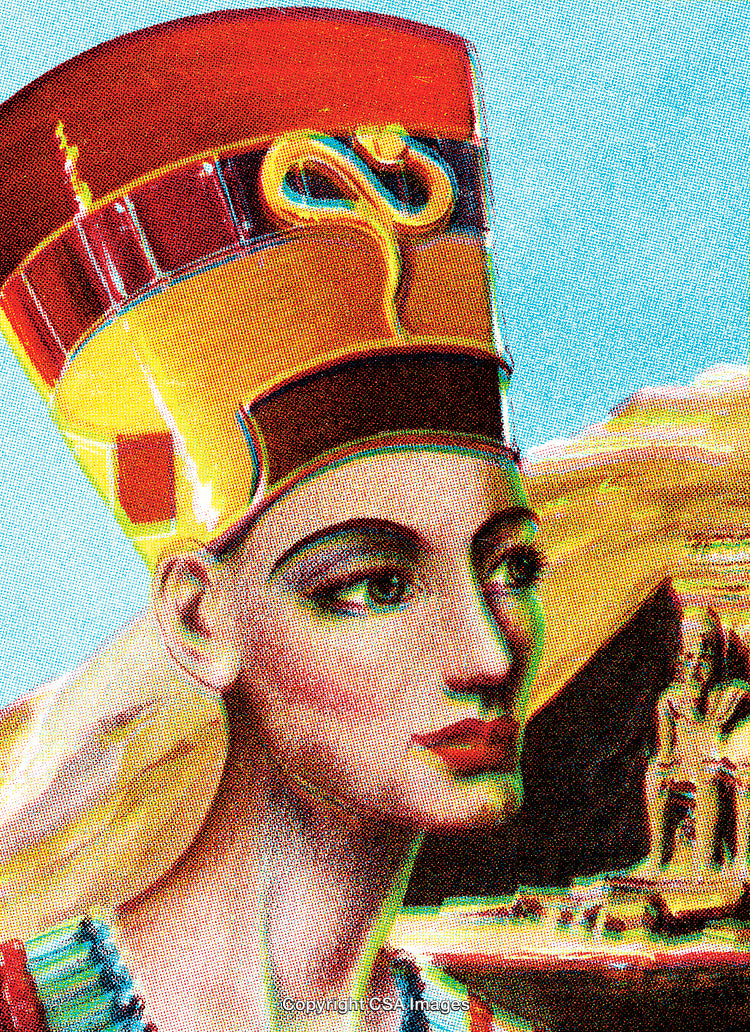 Artistic Representation of Egyptian Queen with Colorful Stylized Accents