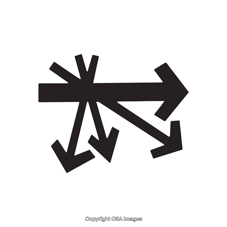 Abstract Arrow Illustration Depicting Directions and Choices in Black and White