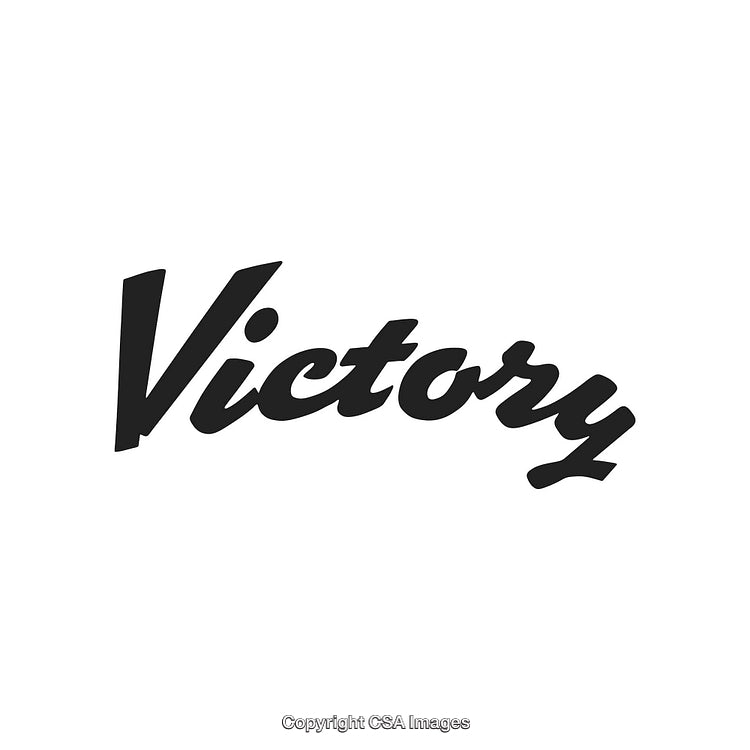 Victory Text in Bold Font Design on a White Background