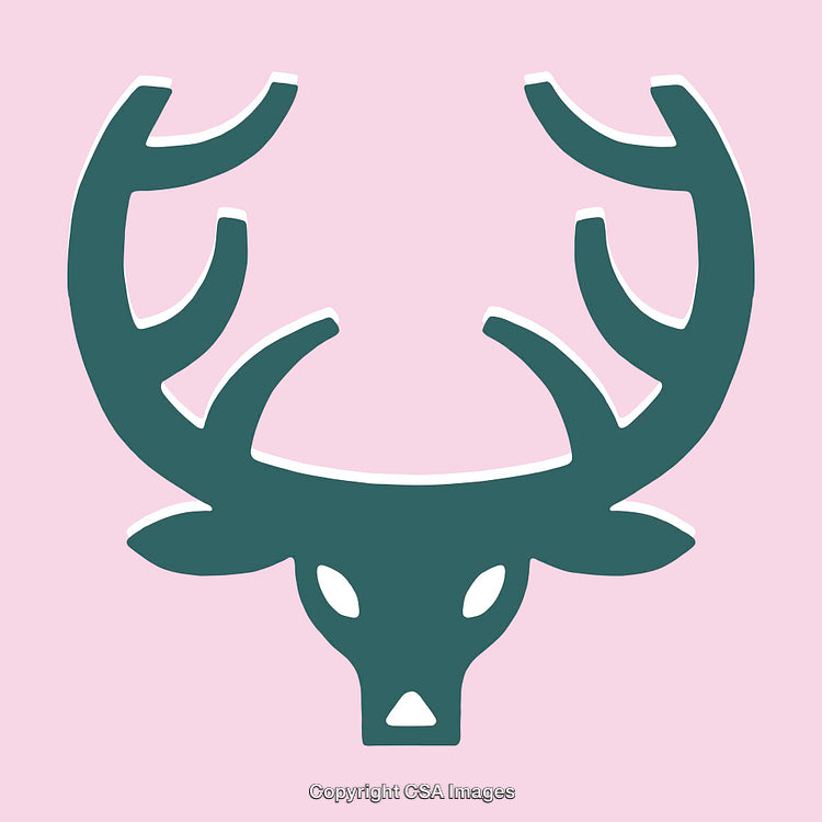 Stylized Deer Antlers Illustration on Pastel Pink Background