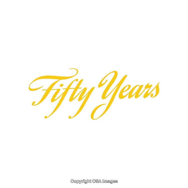 Golden Calligraphy Celebrating Fifty Years in an Elegant Script Design