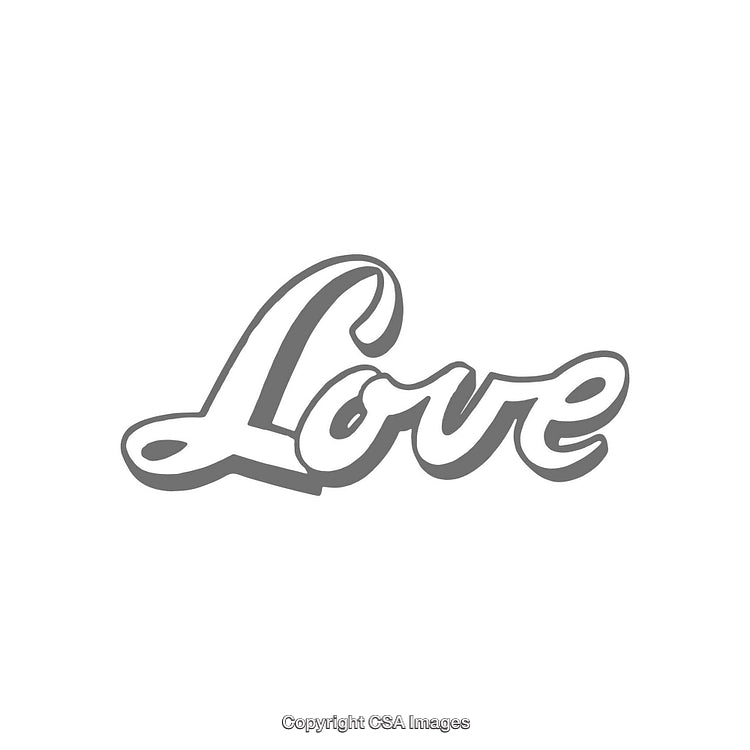 Elegant Monochrome Typography of the Word 'Love' in Cursive Script