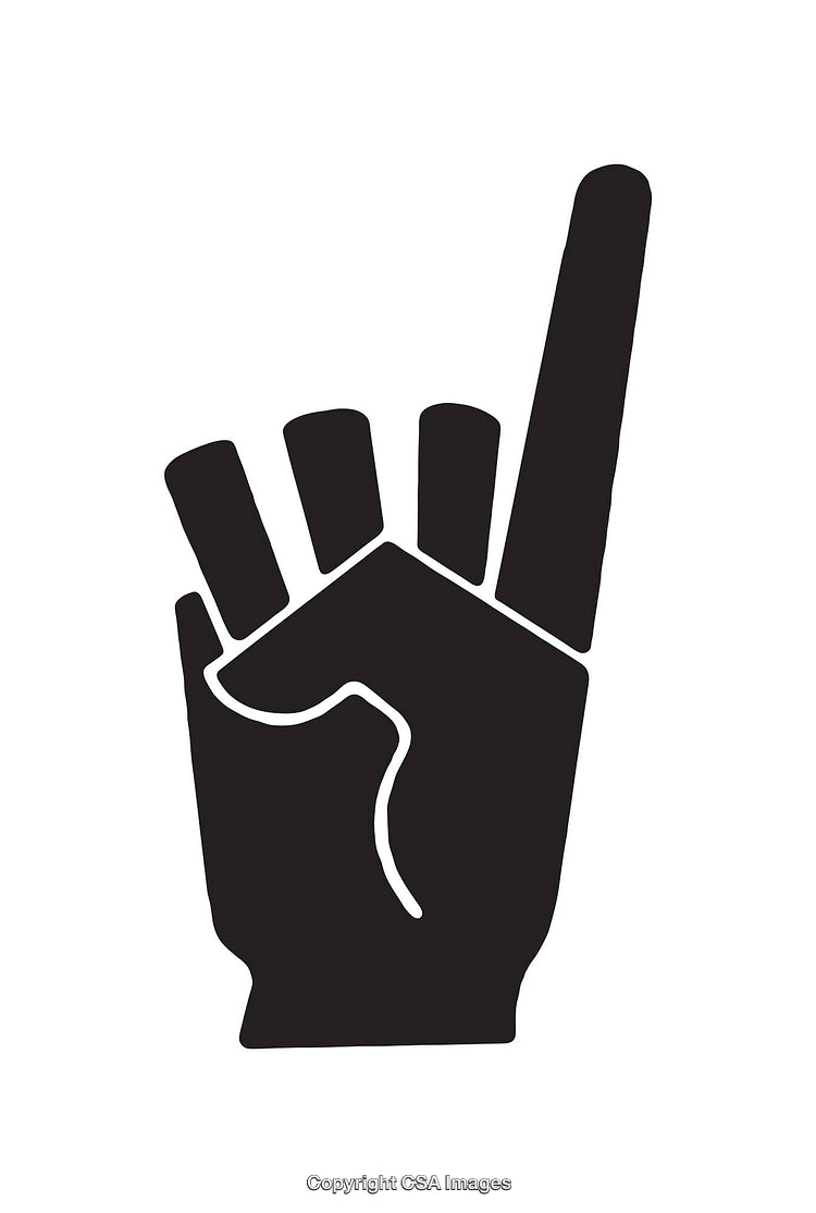 Minimalist Black and White Icon Depicting a Pointing Hand Gesture
