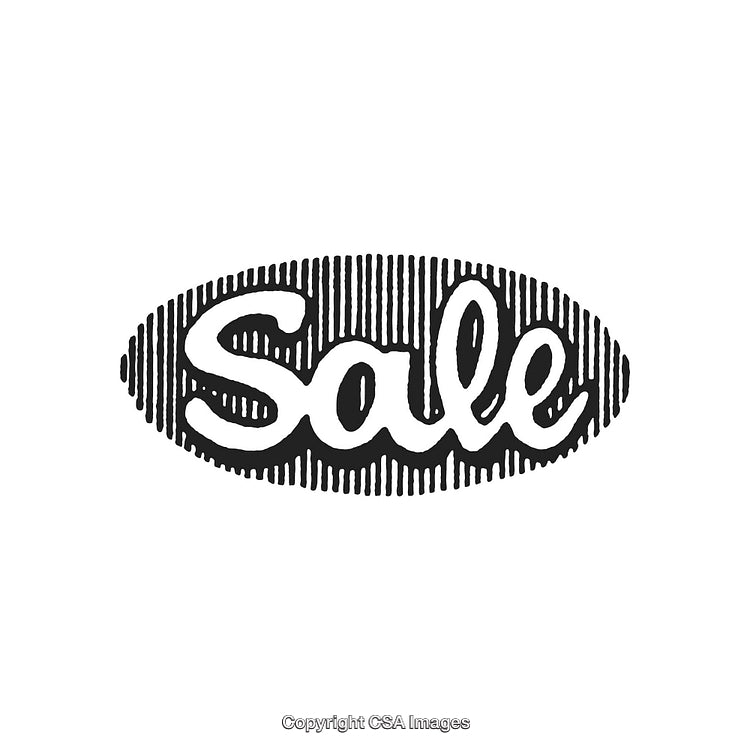 Retro Style Black And White Sale Sign Illustration