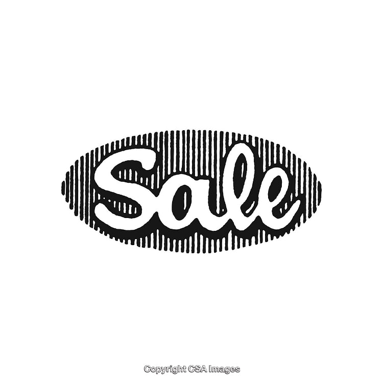 Retro Style Black And White Sale Sign Illustration
