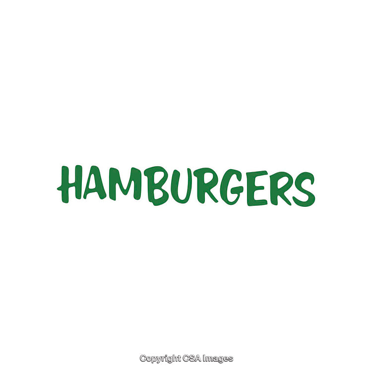 Green Handwritten Text Highlighting the Word 'Hamburgers'