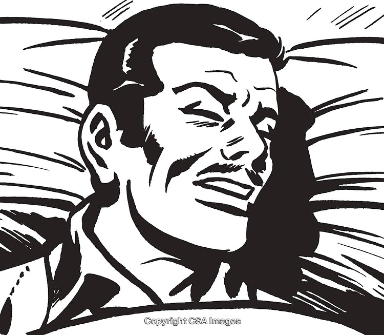 Retro Illustration of a Relaxed Smiling Man Reclining on a Pillow