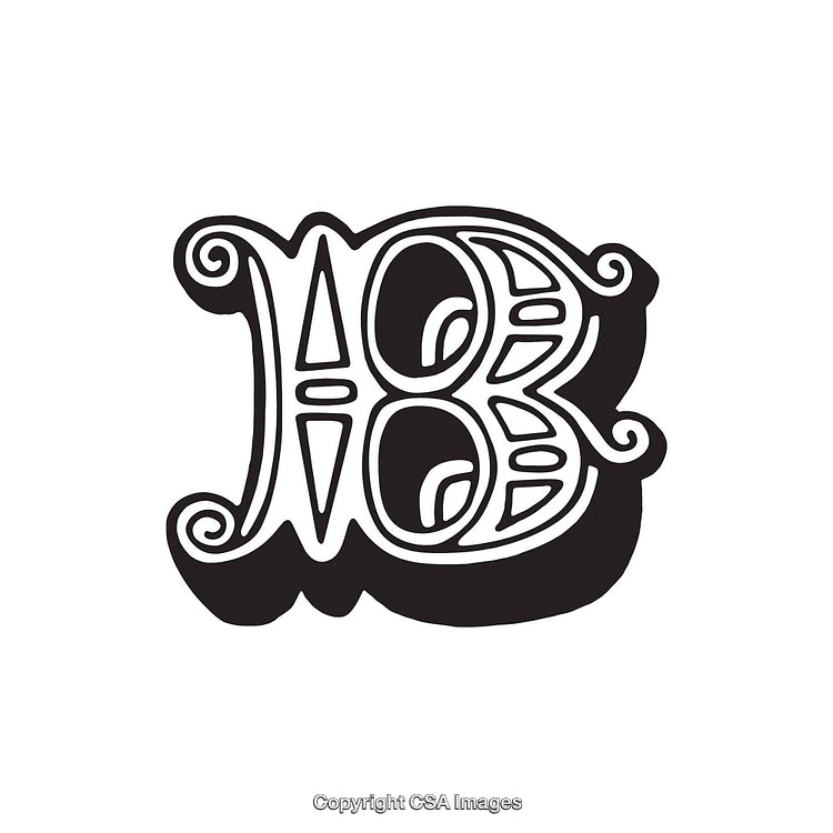 Artistic Black and White Decorative Letter B Illustration