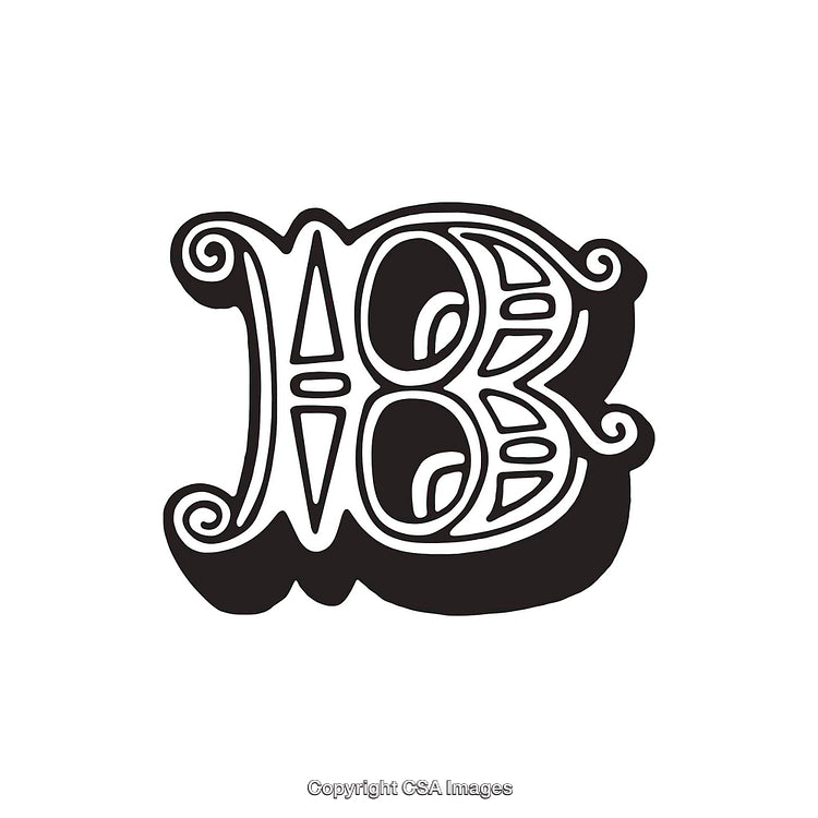 Artistic Black and White Decorative Letter B Illustration