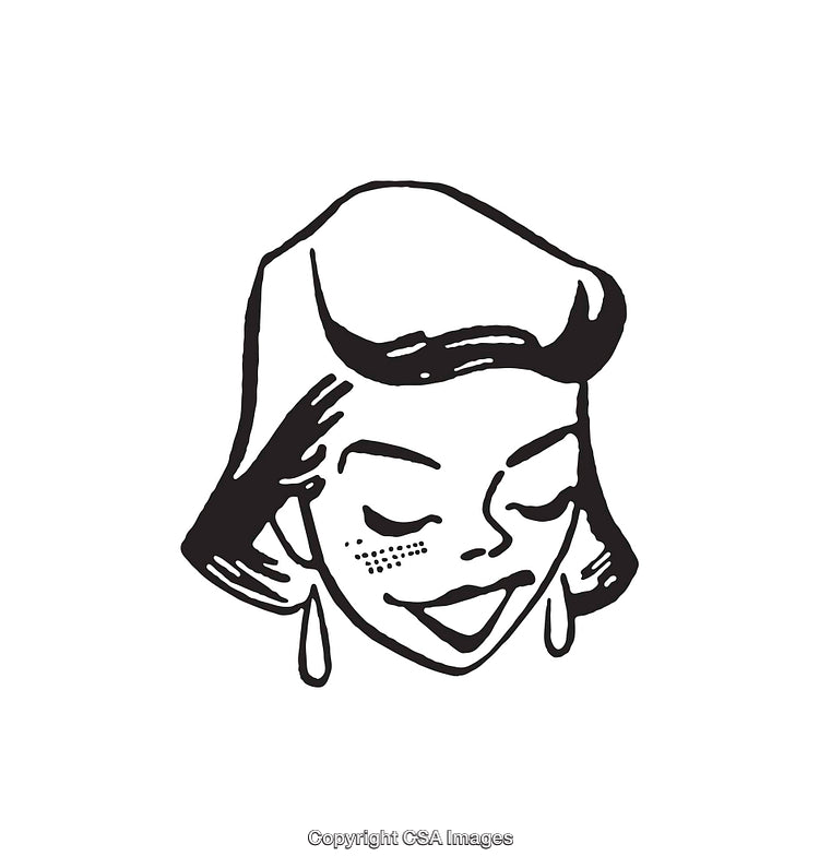 Black And White Vintage Stylized Illustration of a Woman's Face