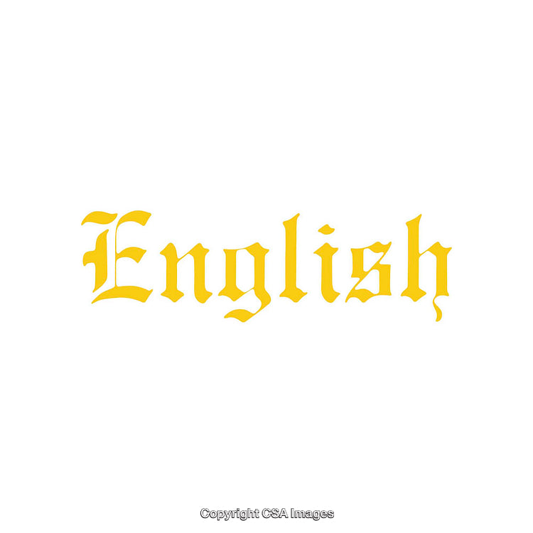 Yellow Gothic-Style Typography on White Background