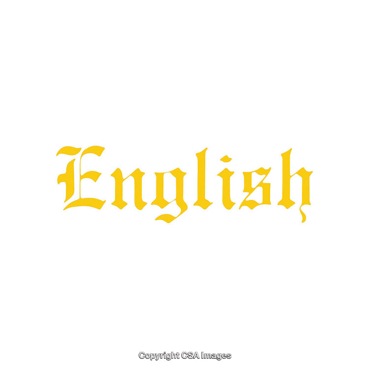 Yellow Gothic-Style Typography on White Background