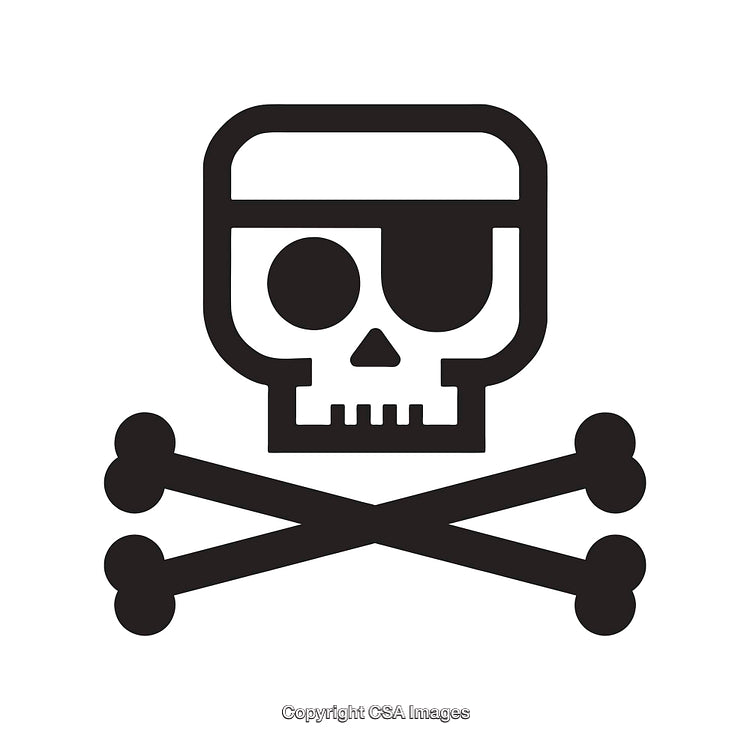 Pirate Skull And Crossbones Icon in Bold Black And White Design