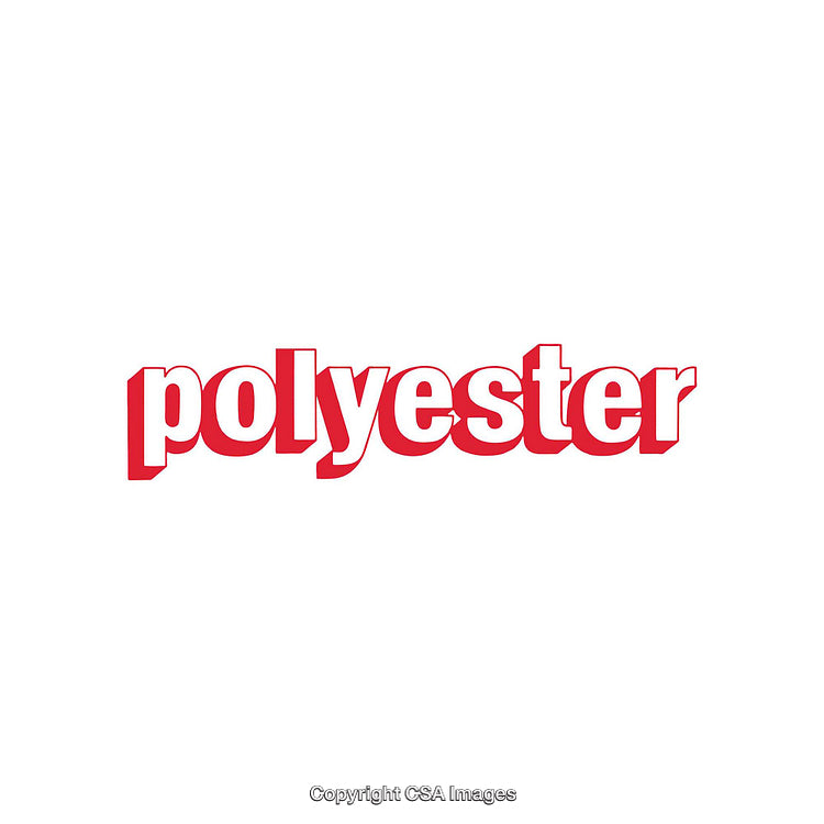 Bold Typography Featuring 'Polyester' in Red on a White Background