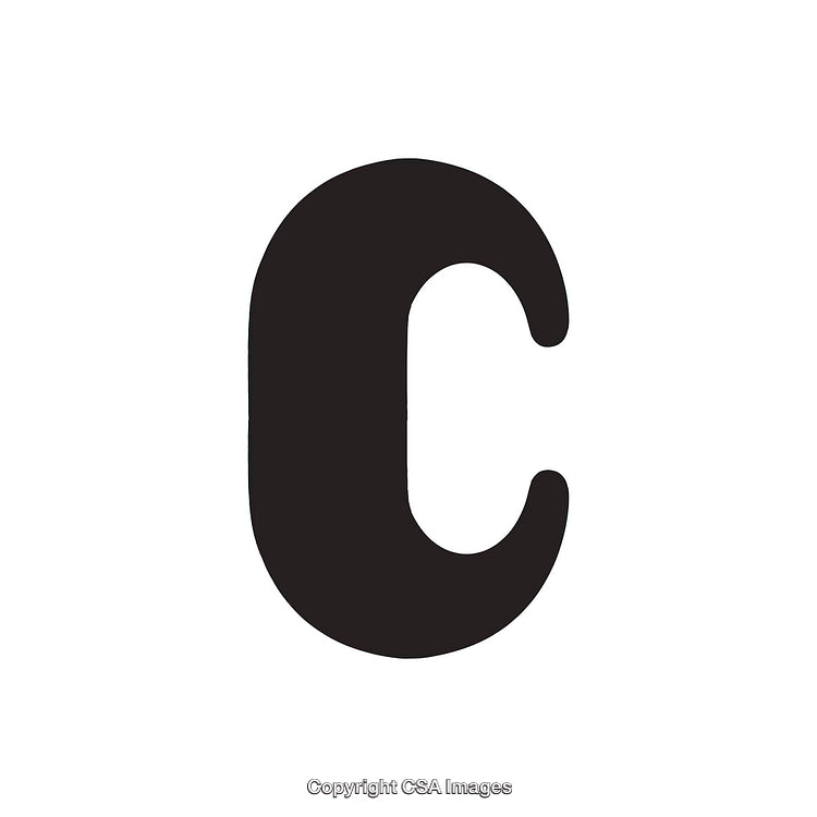 Bold Black Letter C on White Background for Design Purposes