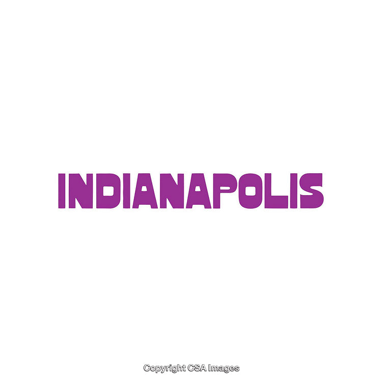 Indianapolis City Name Design in Bold Purple Letters on White Background