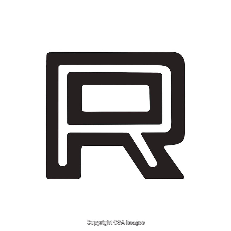 Bold Black and White Typographic Letter R Logo Design