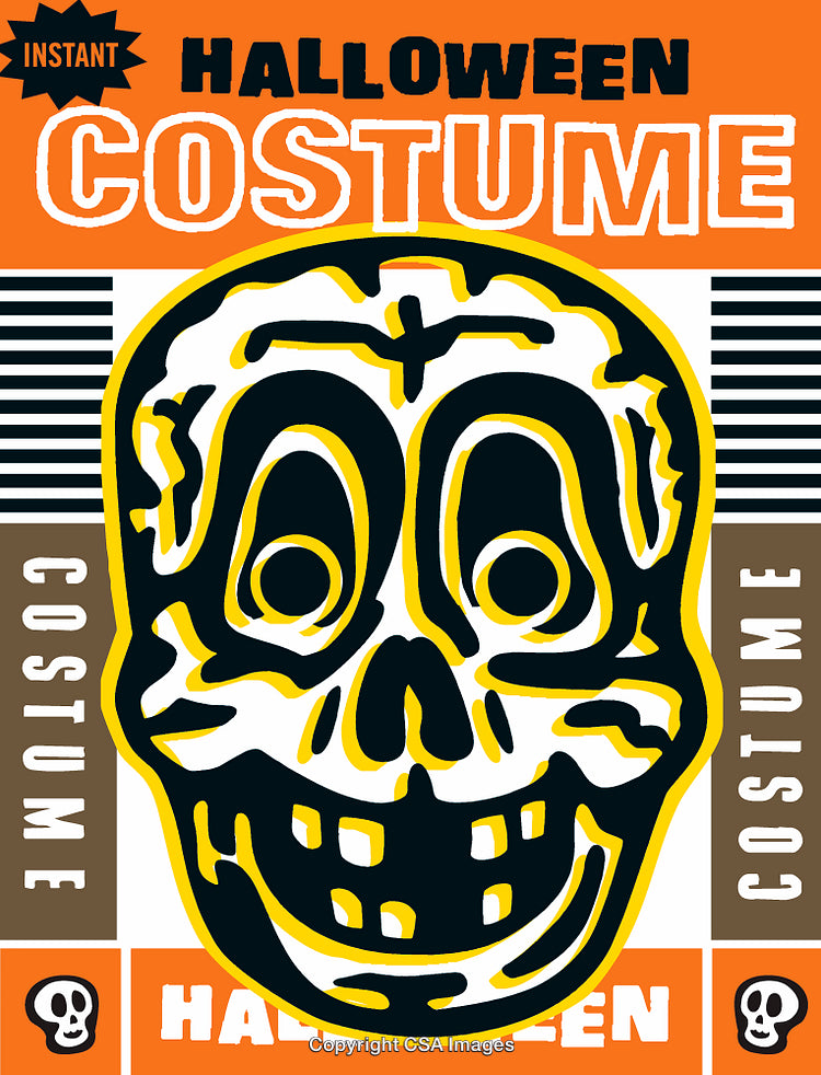 Bold Halloween Mask Design Featuring a Vibrant Skeleton Illustration