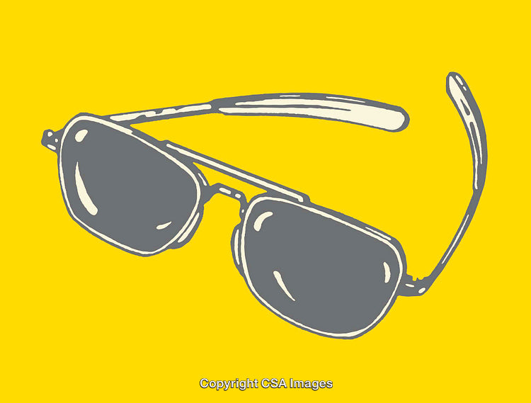 Stylish Illustration of Sunglasses on a Vibrant Yellow Background
