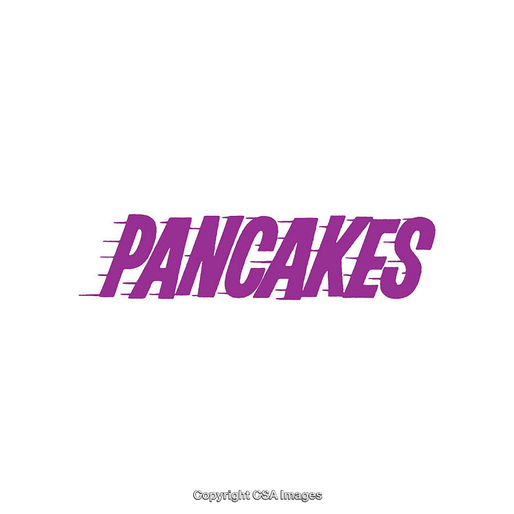 Bold Graphic Typeface Design Displaying the Word Pancakes in Purple