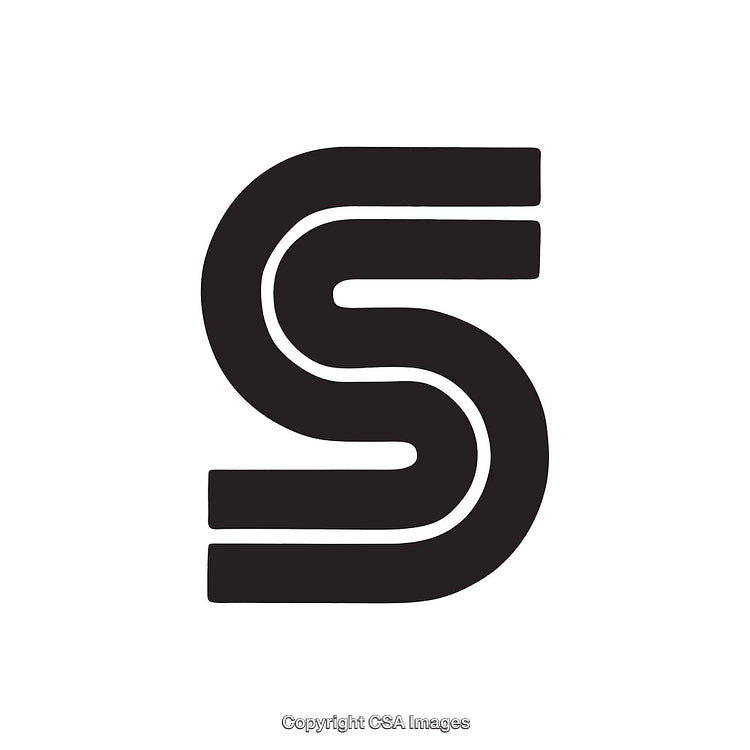 Bold Monochrome Design of the Letter S in Black and White