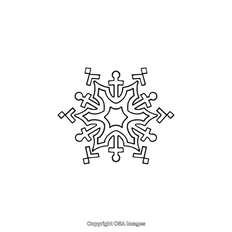 Stylish Black and White Dingbat Snowflake Illustration in Vector Format