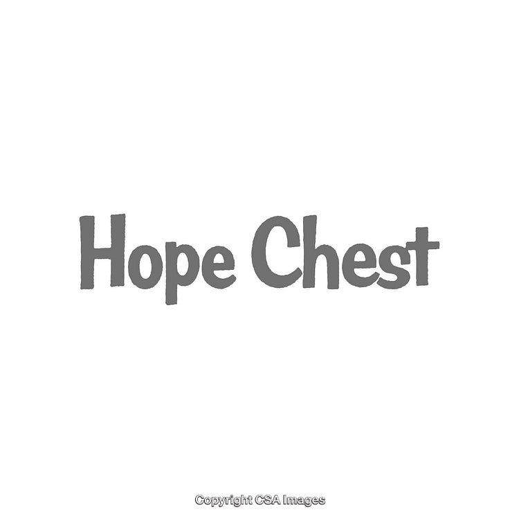 Gray Typographic Illustration Featuring the Words Hope Chest on White Background