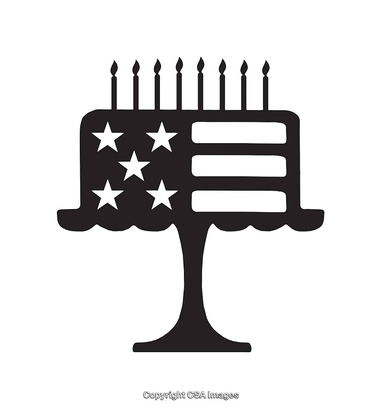 Silhouette of a Patriotic Cake Featuring Stars and Stripes Design