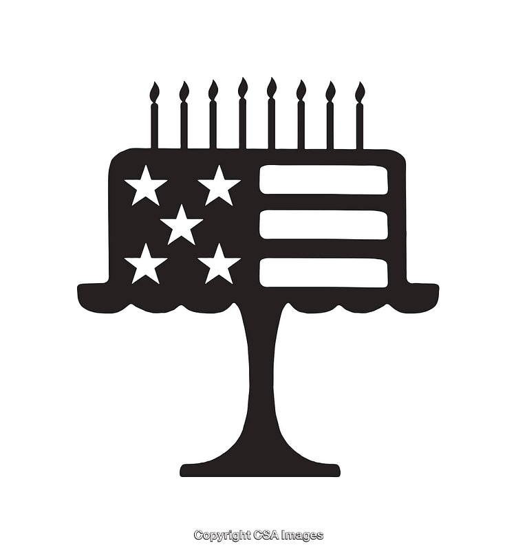 Silhouette of a Patriotic Cake Featuring Stars and Stripes Design