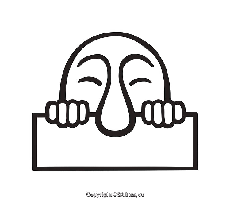 Minimalist Black and White Illustration of a Curious Character
