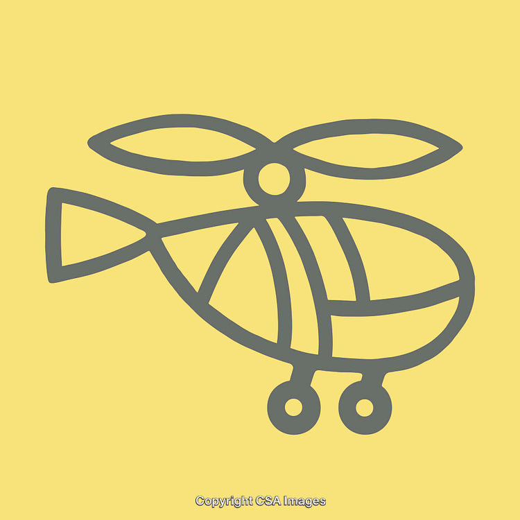 Yellow Background with Helicopter Illustration in Line Art Style