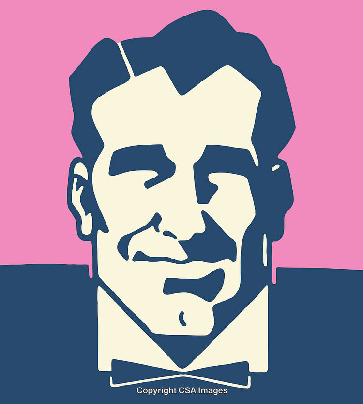 Retro Style Illustration of a Smiling Gentleman in Bold Colors