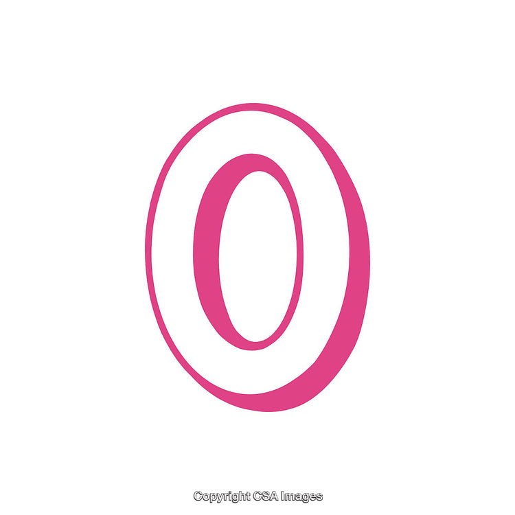 Pink Number Zero on White Background for Design and Typography
