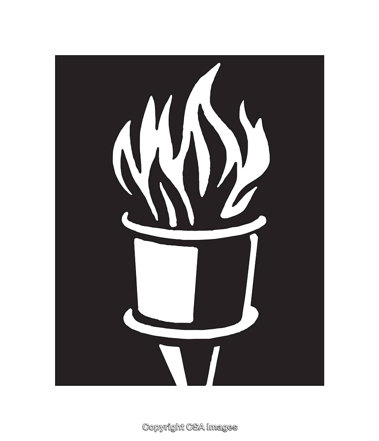Simple Black and White Torch Line Art Design Icon
