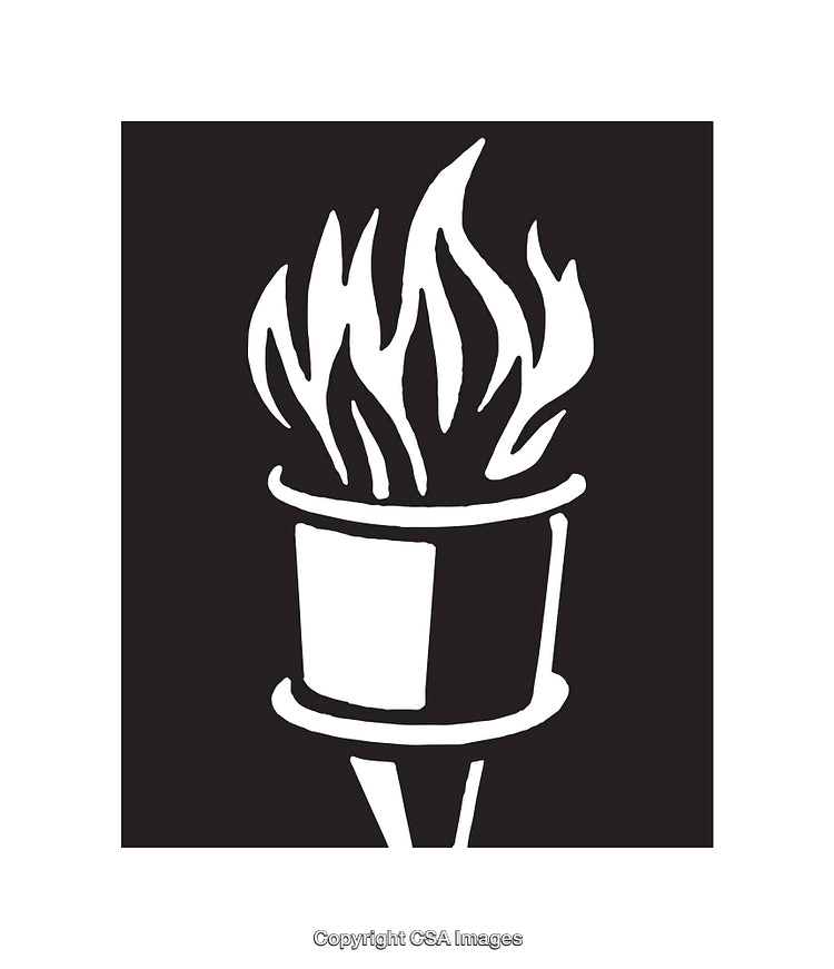 Simple Black and White Torch Line Art Design Icon