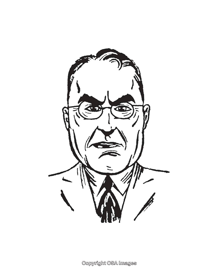 Monochromatic Line Art Portrait of a Serious Businessman