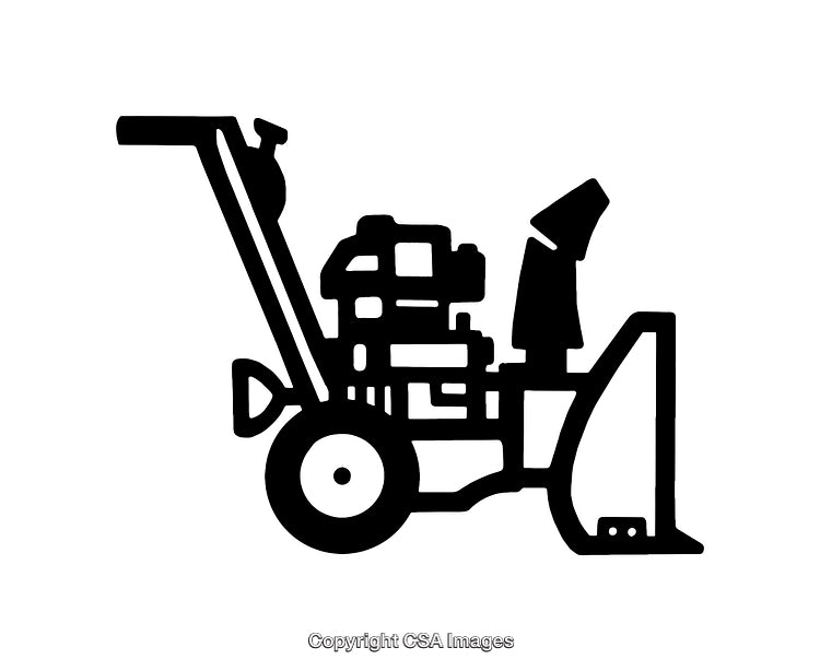 Black And White Illustration of a Snow Blower Machine Silhouette