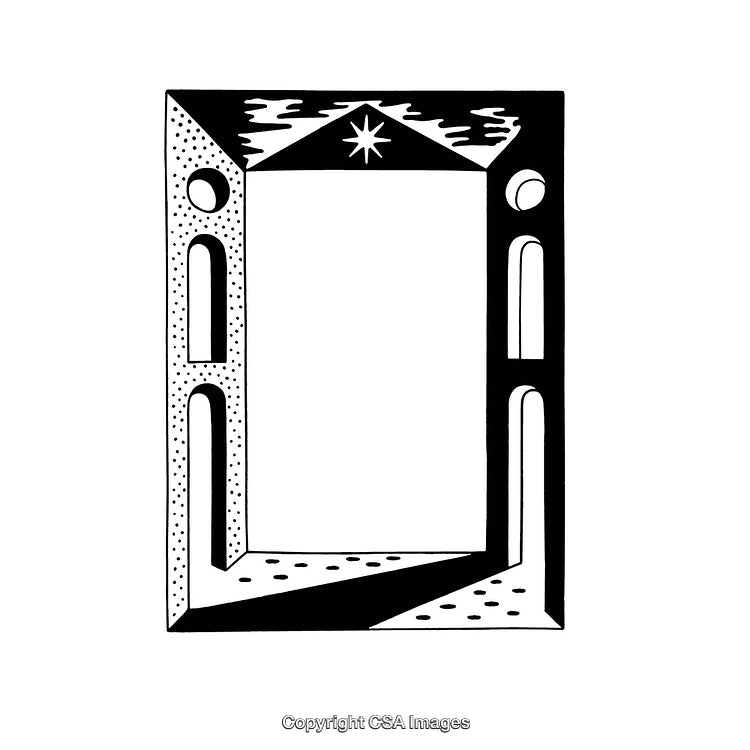 Black and White Abstract Border Frame with Geometric Patterns