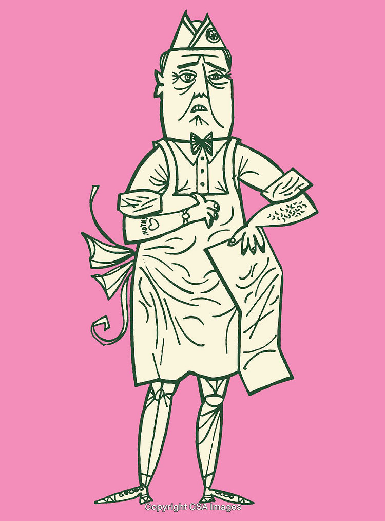 Abstract Cartoon Style Hand-Drawn Illustration of a Character on Pink Background