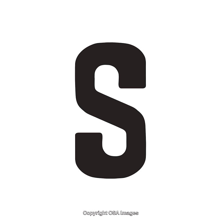 Bold Black Typography Letter S on White Background for Graphic Design