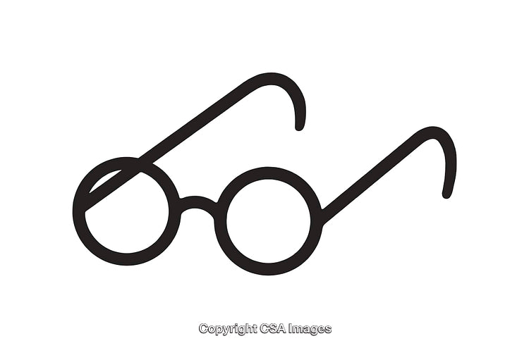 Minimalist Illustration of Round Glasses Line Art in Black and White