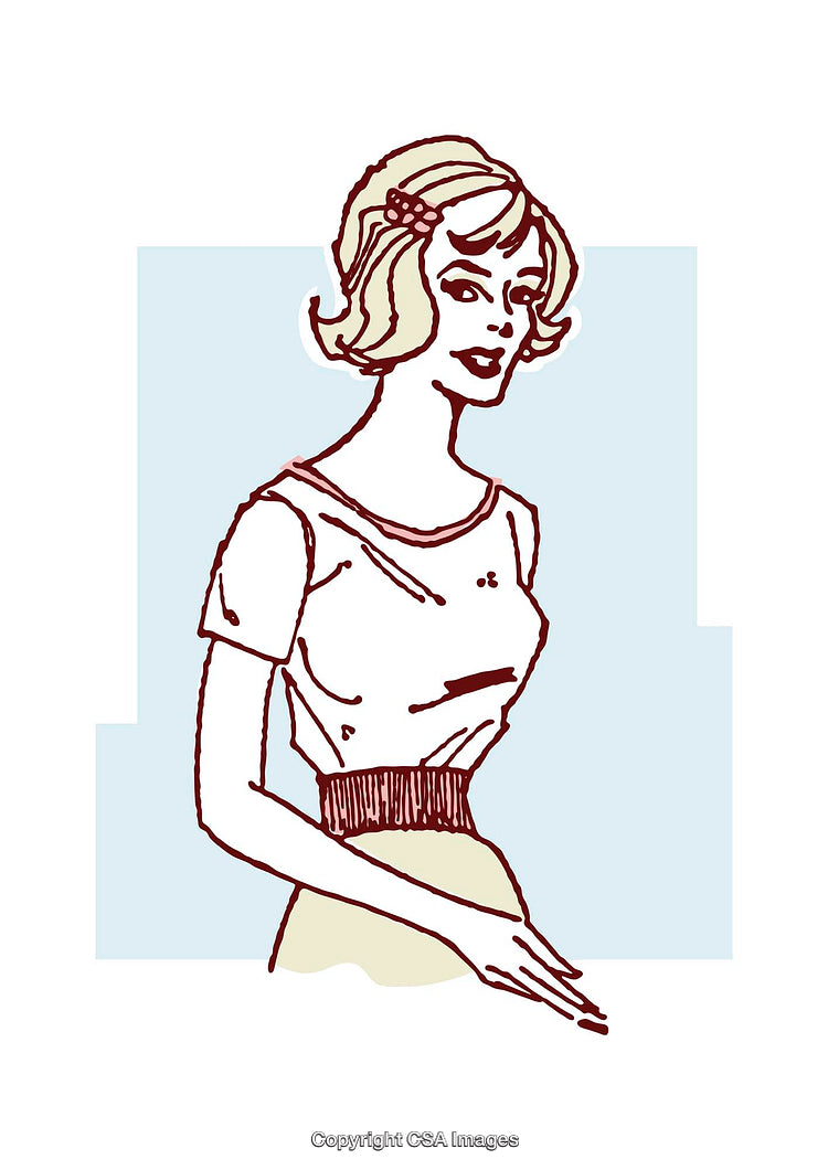 Vintage-Style Illustration of a Woman in a Fashionable Outfit