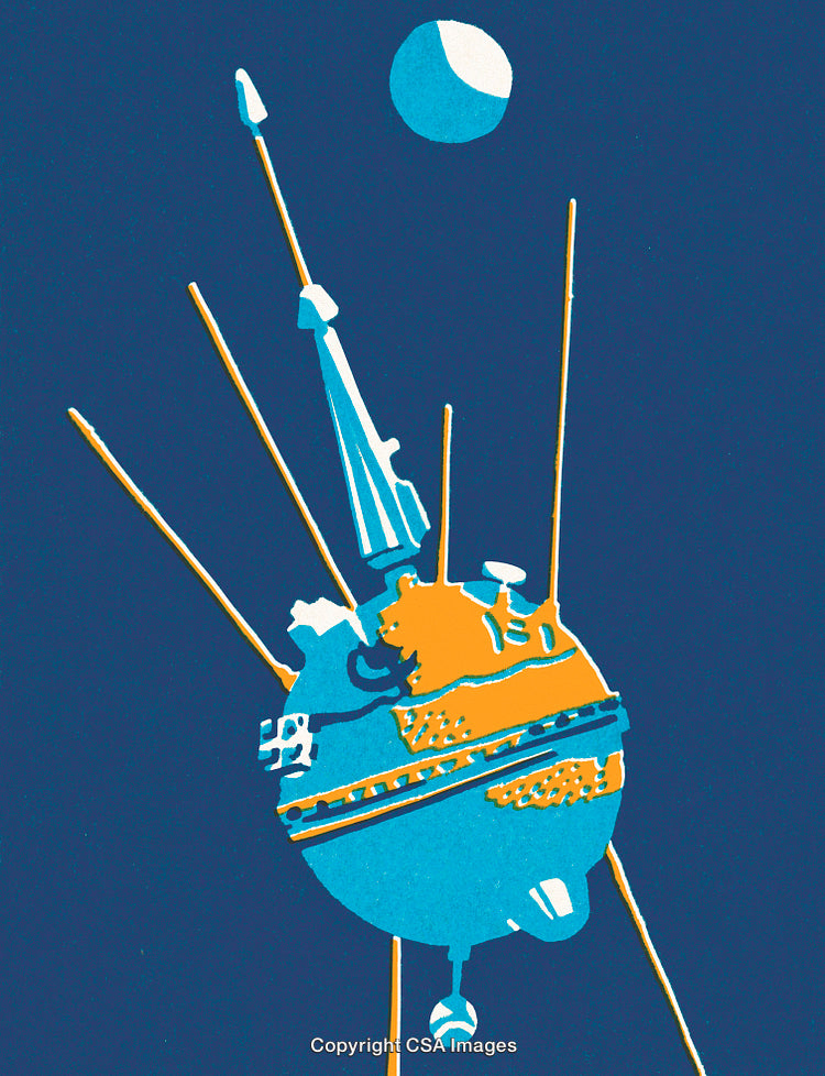 Retro Futuristic Space Probe With Creative Design and Vibrant Color Scheme