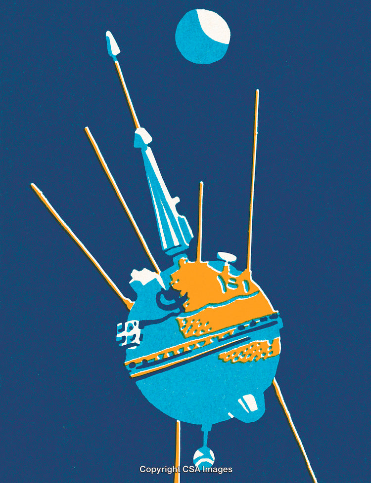 Retro Futuristic Space Probe With Creative Design and Vibrant Color Scheme