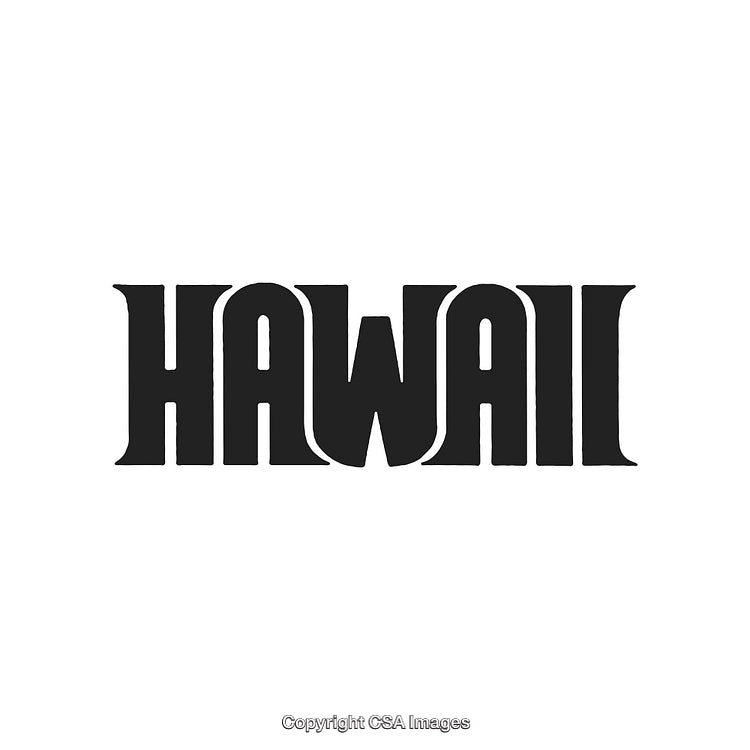 Hawaii-Themed Bold Typography Design in Black on White Background